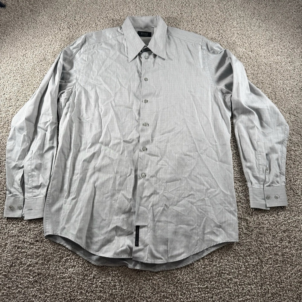 Versace Classic V2‎ Shirt Mens 42-16.5 XL Gray Designer Long Sleeve Button Up